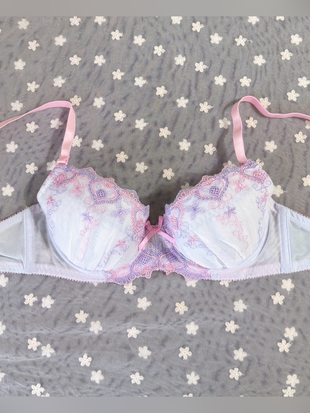 US-32B/JP-C70 Japanese Brand Cute Floral Embroidery Push Up Bra
